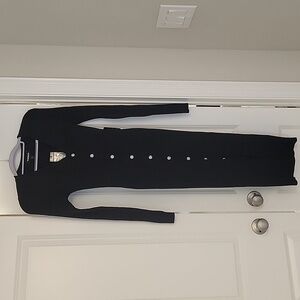 Black express ribbed maxi sweater dress with jewel buttons XS